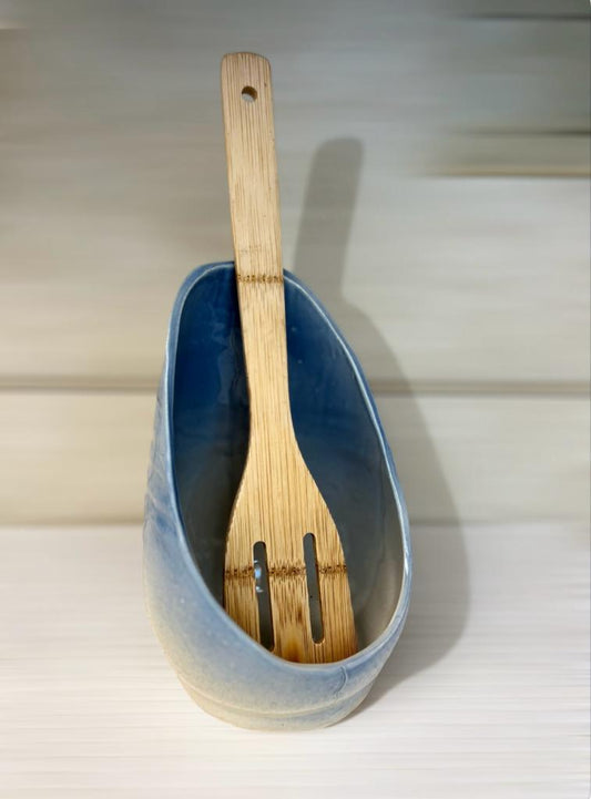 Ceramic spoon holder (spoon rest, handmade, porcelain)